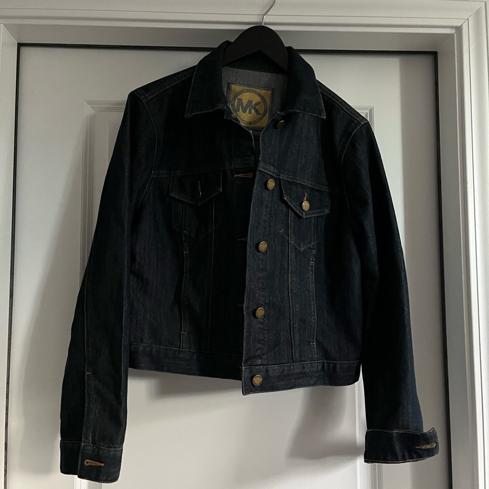 Michael Kors Dark Denim Jacket with Gold Accents Women’s Large